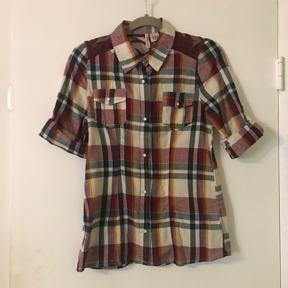 🍂Plaid Button Top